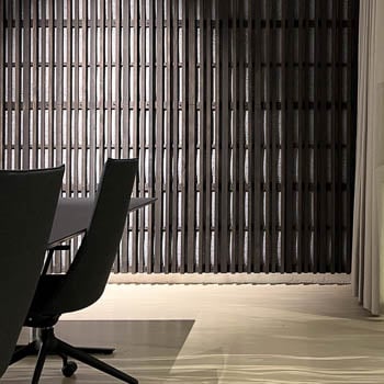 Flarø upcycled acoustic wall cladding used in Daarbak showroom
